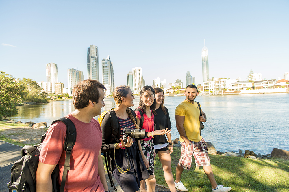 students walking along the Gold Coast-courtesy of Griffith University