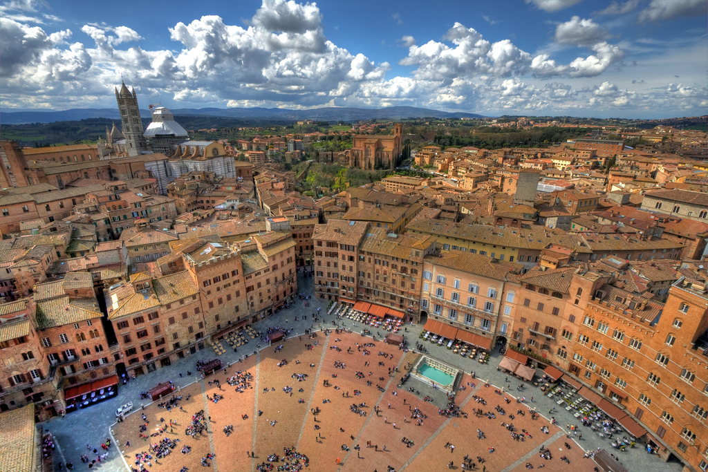 Aerial view of Siena, Italy 