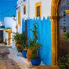 Blue and White Street in the Kasbah des Oudaias in Rabat Morocco