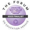 Forum badge reads The Forum on Education Abroad Award for Advancing the SDGs through Education Abroad - 2023 Finalist