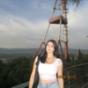 Sophie in front of tower